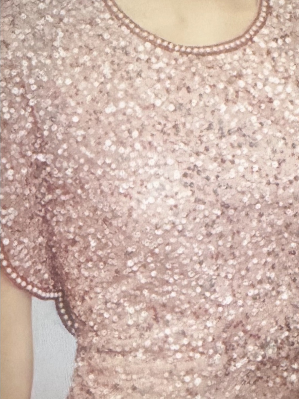 Adrianna Papell Rose Gold Beaded Flutter Sleeve Scoopnevk Sheath Dress - Picture 6 of 13